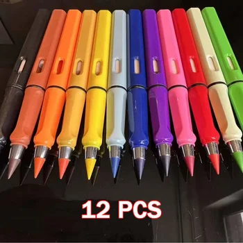 12 цвята/комплект, цветен молив по нова технология, Детски безоловен вечен молив, стираемый пластмасов молив за рисуване на графити