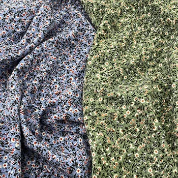 3/5/10 м, пролет-лято памучен плат с принтом - дребни цветя модел, ушити панталони, ризи и други тъкани за дрехи
