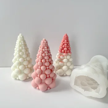 3D Геометрична Въртящата Борова Силиконова форма за свещи, Аксесоари за направата на Коледната елха, под Формата на сапун, подаръци, плавателни съдове, Домашен декор