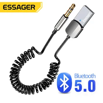 Essager Безжичен приемник с Bluetooth 5,0, адаптера на микрофона, авто високоговорител 3.5мм жак Aux вход, Аудио Музика за автомобил Bluetooth предавател