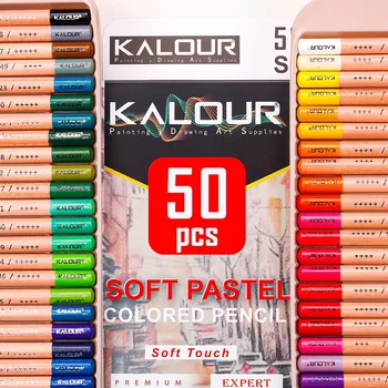 KALOUR Нов Набор от 50 теми, професионален меки Пастелни молив ادوات مدرسية, Ръчно рисувани Графити, стоки за бродерия, цветен въглища дръжка
