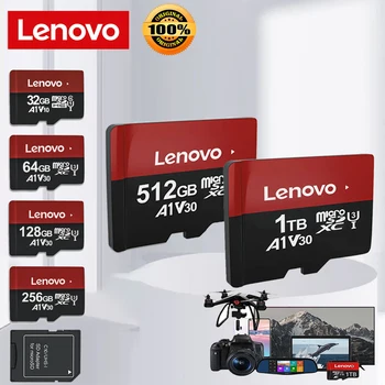Lenovo Original Micro SD 32GB 64GB Карта памет TF Micro SD Карти SDXC 128 GB, 256 GB, 512 GB За Телефон Drone Camera Nintendo