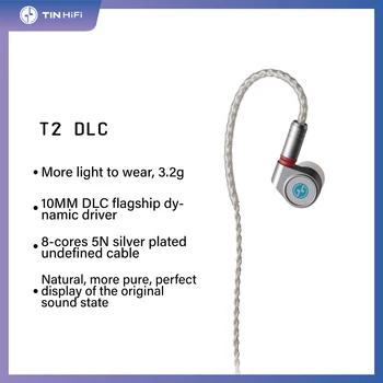 TINHIFI T2 DLC най-Добрите Hi-Fi слушалки с Кабел-втулки IEM с Двоен 10 мм DLC Динамичен двигател на Circle Водещ монитор с 0,78 мм 2-пинов кабел