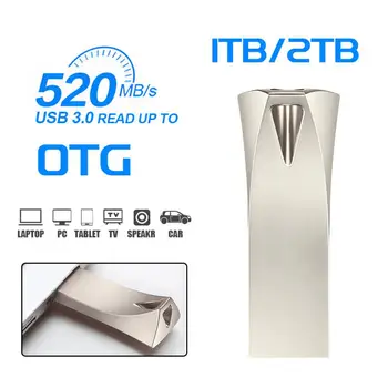 USB 3.0 Метален Флаш-диск 2 TB 1 TB Високоскоростен Флаш памет Водоустойчив Мини U-диск 512G Преносим Голям Капацитет За Съхранение На PC