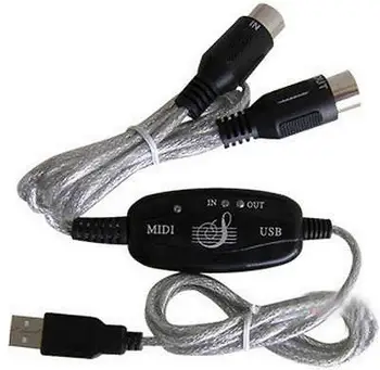 USB-ВХОД-ИЗХОД MIDI-Интерфейсния кабел Конвертор на персонални КОМПЮТРИ в музикалната клавиатура, Захранващ адаптер
