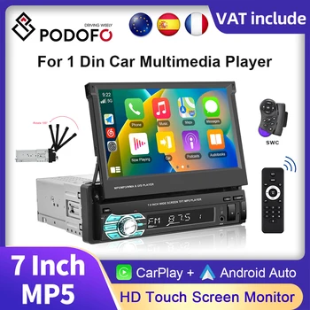Авто Мултимедиен плейър Podofo 1 Din Android Carplay 7 
