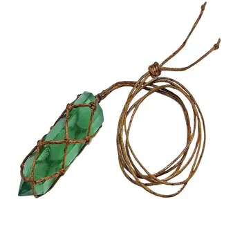 БР Натурален Синьо-Зелен Медальон с кристал Аметист и Кварц Ръчно изработени Лечебната Пръчка от скъпоценен камък DT, Начало декор, Изделия от камък