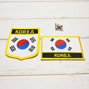 Брошка-нашивка национален флаг Корея, Военна тактическа превръзка от три части, Икона на морала, ленти с бродерии, щампи за дрехи