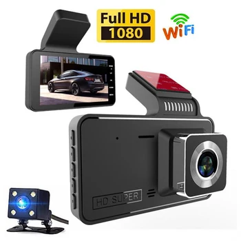 Видеорекордер WiFi Автомобилен Видеорекордер HD 1080P Камера за кола с двоен обектив video Recorder един dashcam за Нощно Виждане Автоматични Паркинг монитор Черна кутия