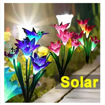 Външни слънчева светлина с 4 цветове на Лилии Водоустойчива Ip65 Регулируеми За градински алеи, озеленяване декор Двор