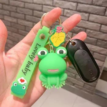 Детска творческа Цвете буква, Мультяшная зелена жаба, Корейски, ключодържатели, чанти, Окачване, ключодържатели, Плюшени играчки от PVC