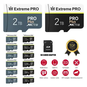 За Мобилни телефони Xiaomi 1 TB И 2 TB Extreme Pro Class 10 TF Карта A2 Samrt Карта V60 Карта памет 128 GB, 512 GB Високоскоростна Камера 256 GB 64 Г