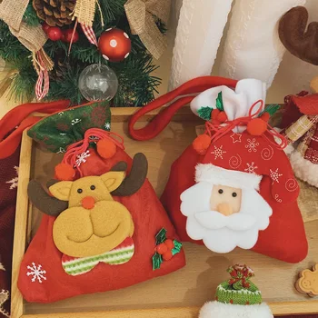 Коледна Коледна Чанта, Подарък Пакети, Скъпа Мультяшная Плюшен Чантата Candy Apple Fruit Tote за Деца, Момичета, Момчета, 2023 Чанти