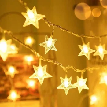 Коледна украса, звездна гирлянда със страхотна гирлянди, Led светлини, USB-венец, Коледни сватбени коледна украса за дома Навидад