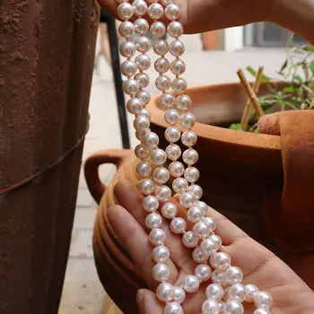 Колие от естествени перли, дълга двупластова верига за пуловери с високо дизайн на ключицах