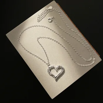 Колие с отложено във формата на Сърце от истинско Сребро 925 проба За Жени, Модерно колие-верижка, Женски накити на врата
