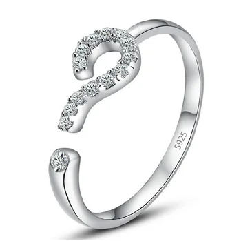 Корейската версия на производители на бижута на едро истински пръстен женски признание в любов въпросителен знак отворен пръстен