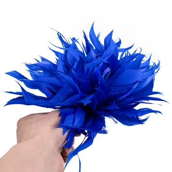 Кралски сини пера от Пуйка Бижу Цвете стяга Лицето естествена перо за костюм за парти, аксесоар за главата убора