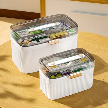 Кутия Комплект Химикалка за спешни съхранение на Помощ С набор от Аптечек за съхранение на Семеен Съкровище на Преносима капацитет на Първо Големи кутии