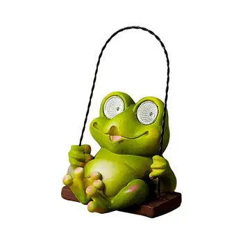 Лампа-жабата от смола, Слънчева градинска лампа със сладък жаба, led лека нощ, Жаба-люлка за детска спалня, Нощни парти