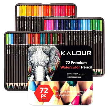 Набор от акварельных моливи KALOUR 72 бр. премиум-клас, цветен молив за рисуване на художника за наслагване на слоеве, перо, перушина и colorization