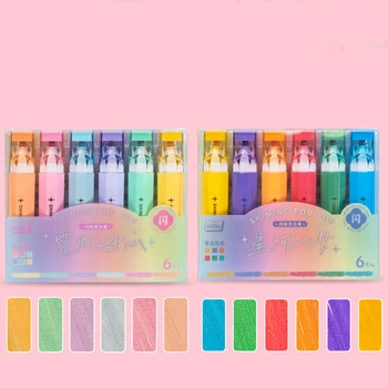 Набор от хайлайтеров High Beauty Macaron Цвят Microflash Маркери, 6 цвята, нежна ретро маркер за защита на очите