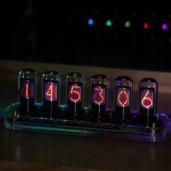 Новите IPS Цифрови Ламповые Часове на 6 Бита RGB с Впръскване на Светлина Nixie Tube Kit Настолни Часовници с Дисплей Време за Украса на Масата Подарък