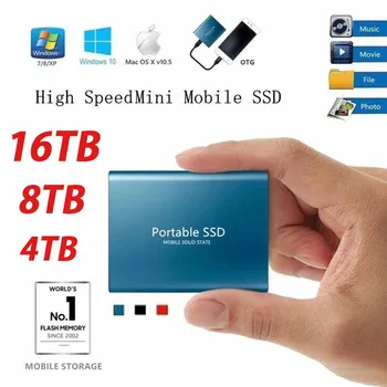 Преносим твърд диск SSD 16 TB 256 TB Външен твърд диск 2,5 Инчови мобилни устройства за съхранение на данни Електроника за PC Лаптопи телефони Android