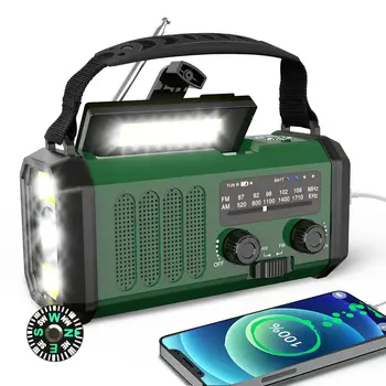 Преносимо радио Слънчева Ръкохватка на 10 000 mah Зарядно устройство за мобилен телефон Аварийни Радиостанции AM/FM Led фенерче Открит Светлина в стаята на Нощ