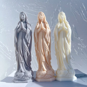 Свещ Статуи на Дева Мария Силиконова форма на Католическата Статуя на Пресвета Дева Майка на Богородица Форма за свещи Богородица Лурдская