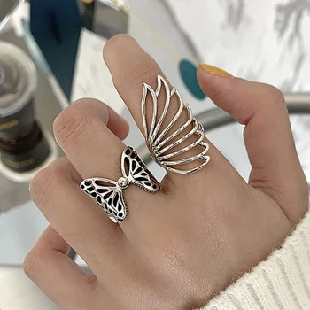 Сребърни пръстени за Партита, Новите Модни Творчески Кухи Крила на Пеперуда, Сватбени Бижута За Булката, подаръци за жени