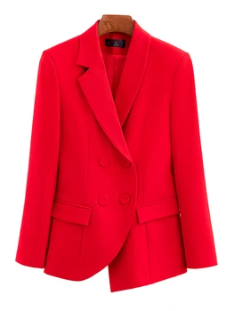 Черен, червен, Розов, Есенно-зимния Женски Сако, Дамски Офис бизнес работно облекло, сако, Дамско Двубортное официалното палто с дълъг ръкав